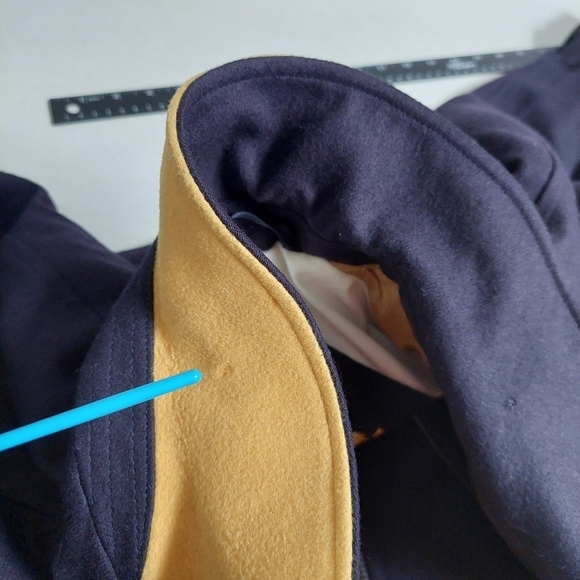 Vintage Burberrys Wool Bomber Coat Size 8 Navy Blue Equestrian Logo Classy - Picture 12 of 16